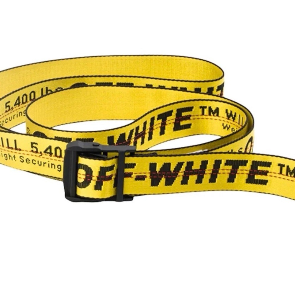 Off-White Yellow Industrial Webbing Belt with Black Logo